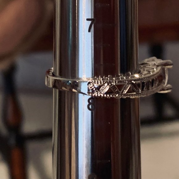 Two Silver Tone Fashion Rings with Blue and Clear Stone Round - Picture 7 of 14